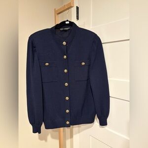 St John’s Size S Navy Cardigan. Pre Owned Excellent Condition. St Anna Knit.